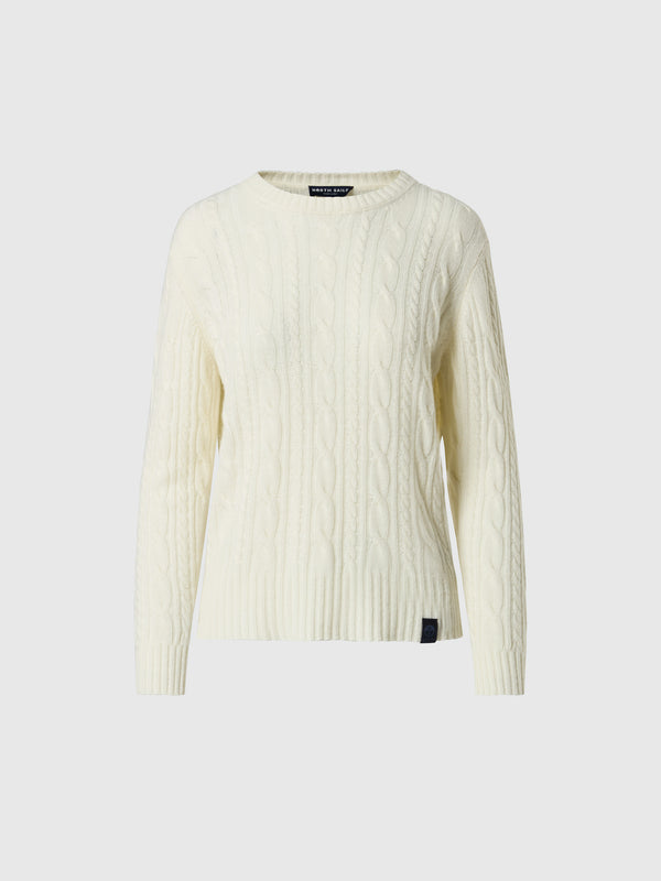north sails Crew-neck cable-knit sweater MARSHMALLOW
