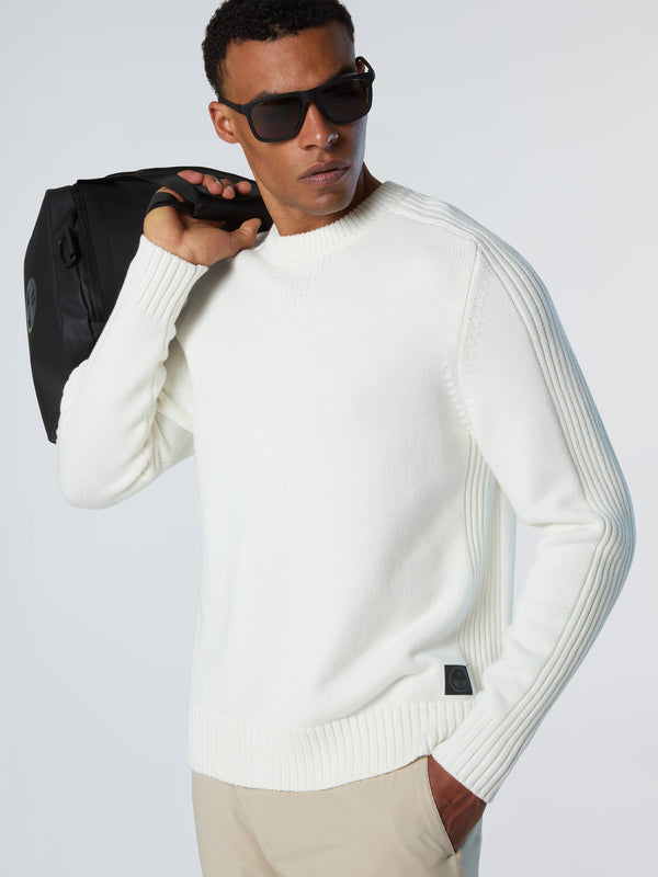 North Sails Crew-neck Sweater With Ribbing WHITE ALYSSUM