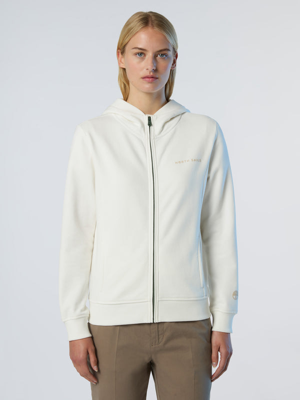 North Sails Full-zip Hoodie With Tonal Logo WINTER WHITE