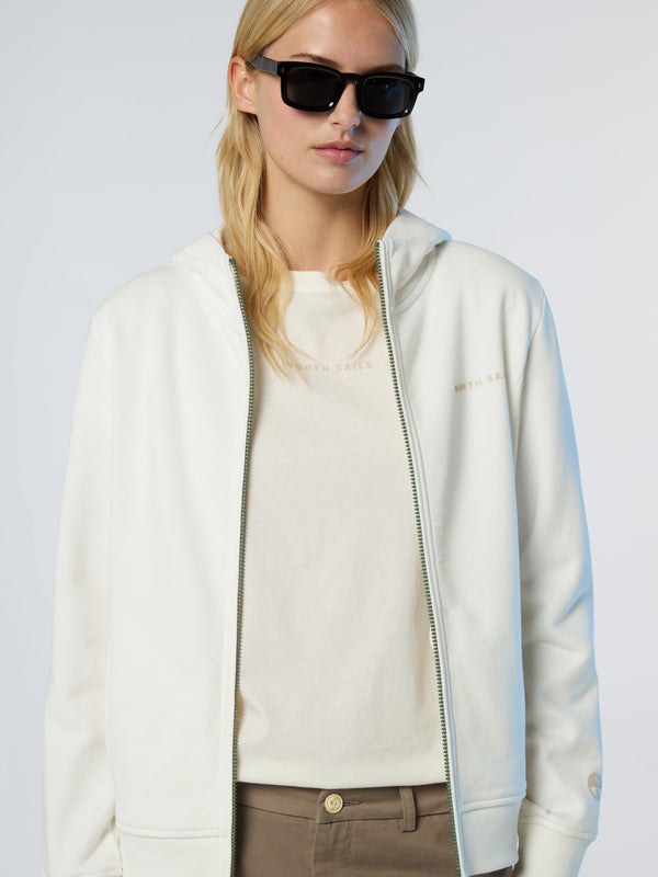 North Sails Full-zip Hoodie With Tonal Logo WINTER WHITE
