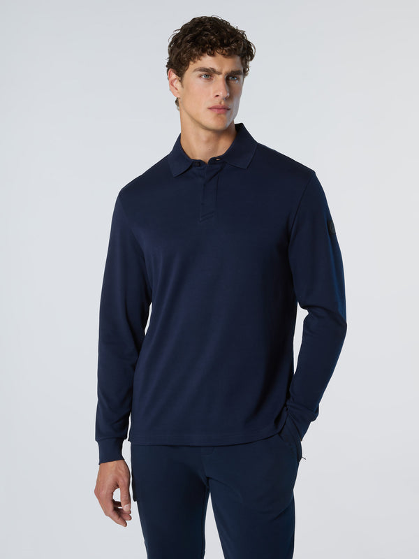 North Sails Interlock Long-sleeved Polo Shirt NAVY BLUE