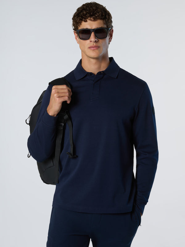 North Sails Interlock Long-sleeved Polo Shirt NAVY BLUE