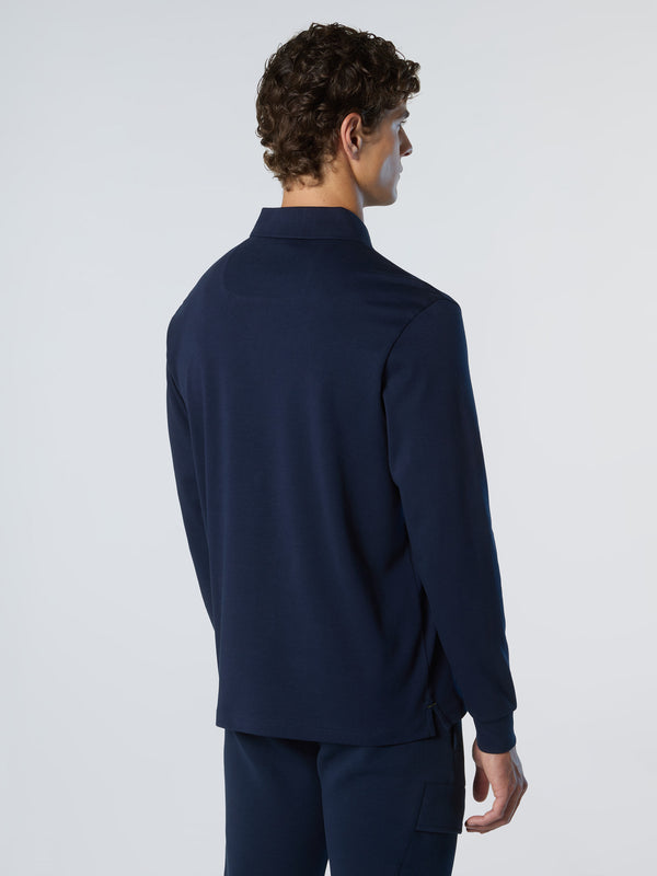 North Sails Interlock Long-sleeved Polo Shirt NAVY BLUE