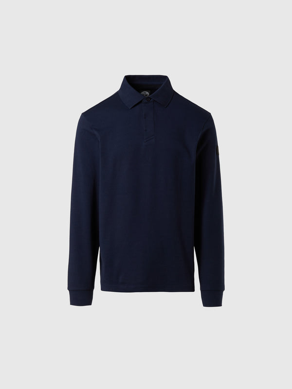 north sails Interlock long-sleeved polo shirt NAVY BLUE