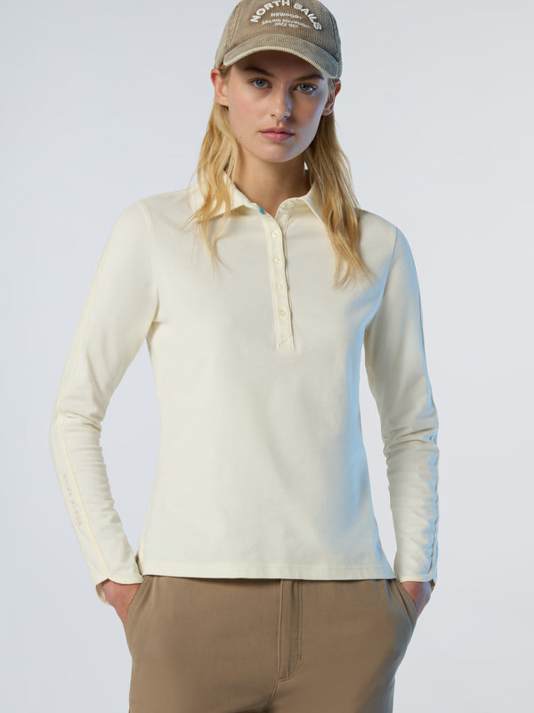North Sails Long-sleeved Peachskin Polo Shirt WINTER WHITE