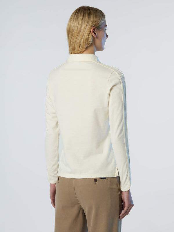 North Sails Long-sleeved Peachskin Polo Shirt WINTER WHITE