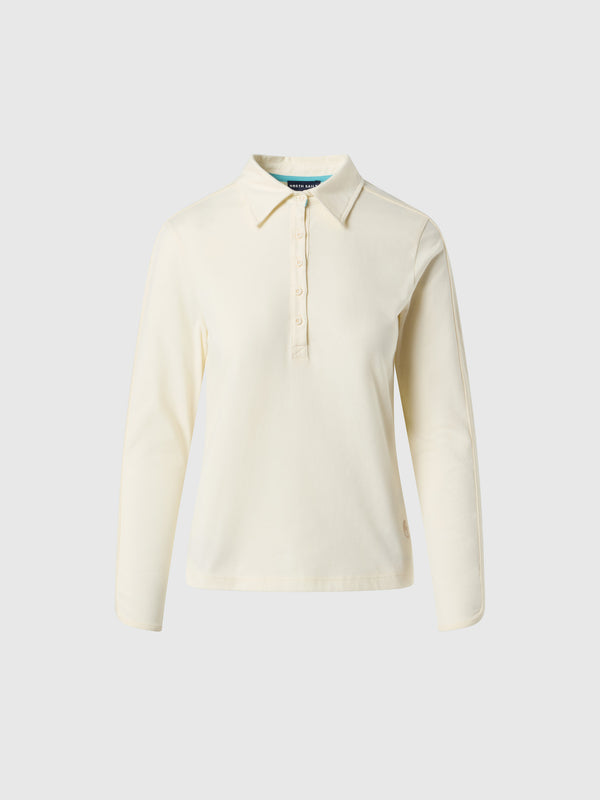 north sails Long-sleeved peachskin polo shirt WINTER WHITE