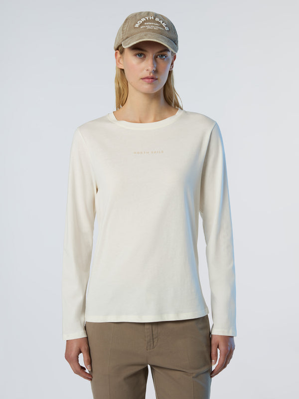 North Sails Long-sleeved T-shirt With Raised Logo WINTER WHITE