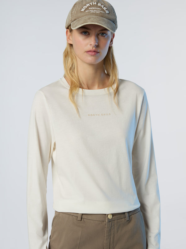 North Sails Long-sleeved T-shirt With Raised Logo WINTER WHITE