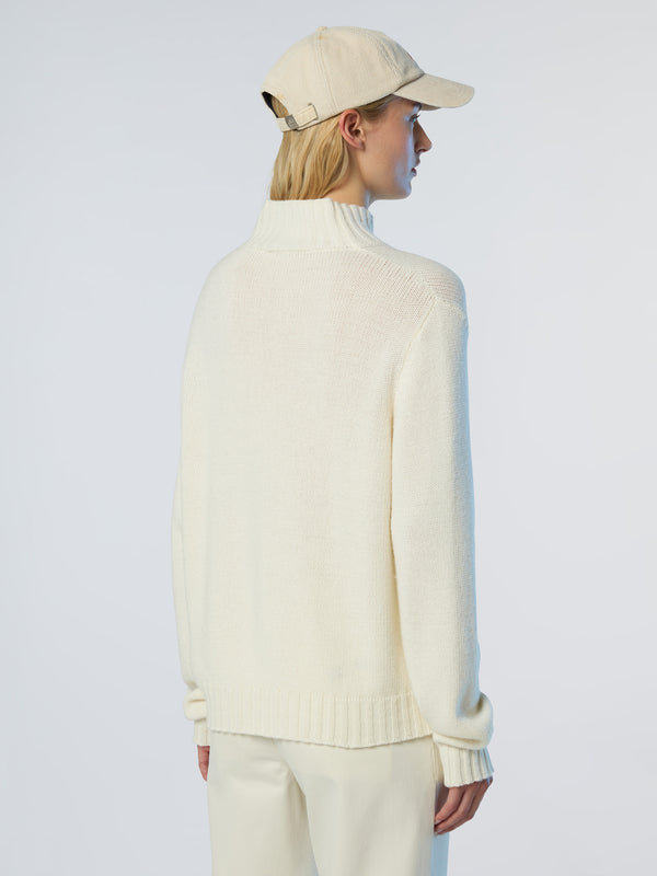 North Sails Mock-neck Sweater With Maxi Cable MARSHMALLOW