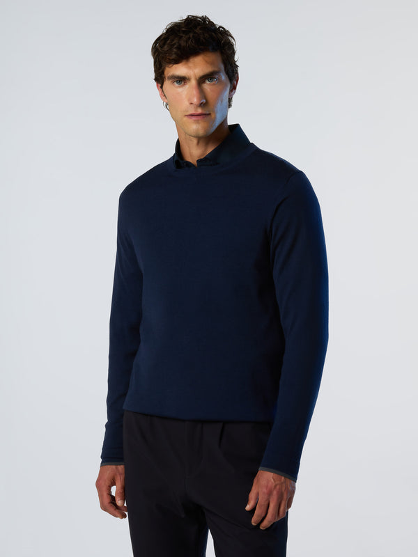 North Sails Crew-neck Sweater With Slits NAVY BLUE
