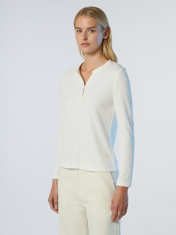 North Sails Ribbed Jersey Henley Top WINTER WHITE