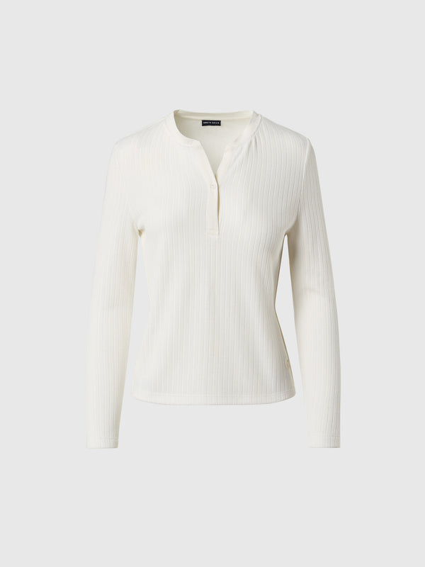 north sails Ribbed jersey Henley top WINTER WHITE
