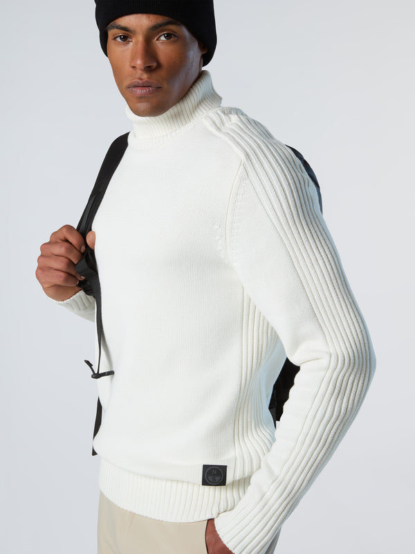 North Sails Turtle-neck Sweater With Ribbing WHITE ALYSSUM