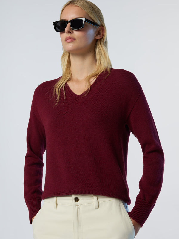 North Sails V-neck Saddle Shoulder Sweater DEEP RED