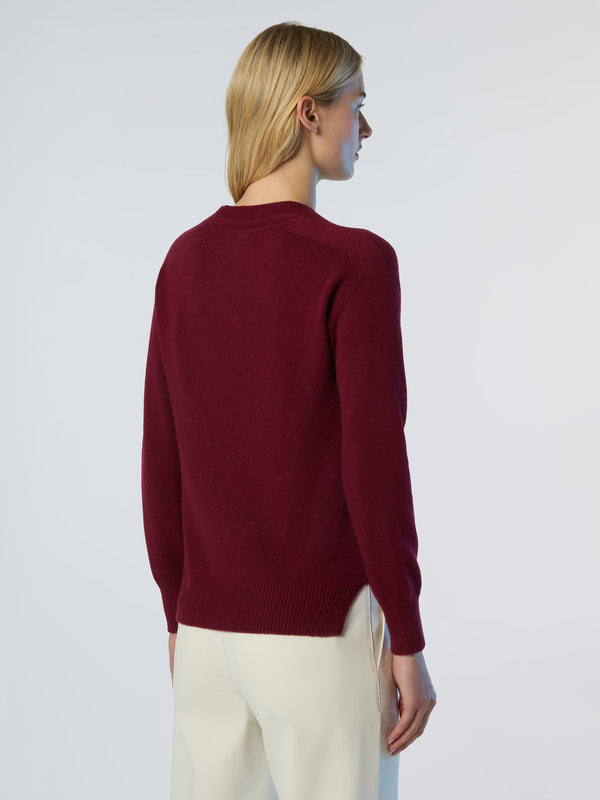 North Sails V-neck Saddle Shoulder Sweater DEEP RED