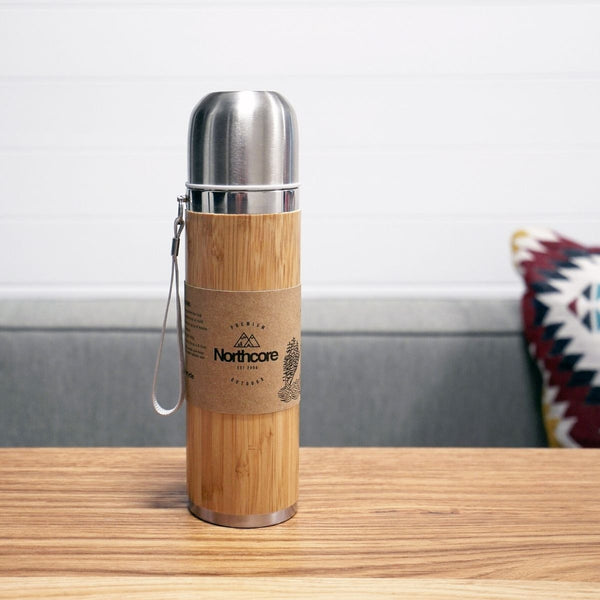 Northcore Northcore Bamboo Stainless Steel Thermos Flask 360ml With Mug