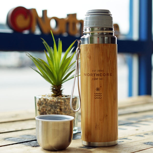 Northcore Northcore Bamboo Stainless Steel Thermos Flask 360ml With Mug