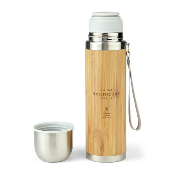 northcore Northcore Bamboo Stainless Steel Thermos Flask 360ml with Mug
