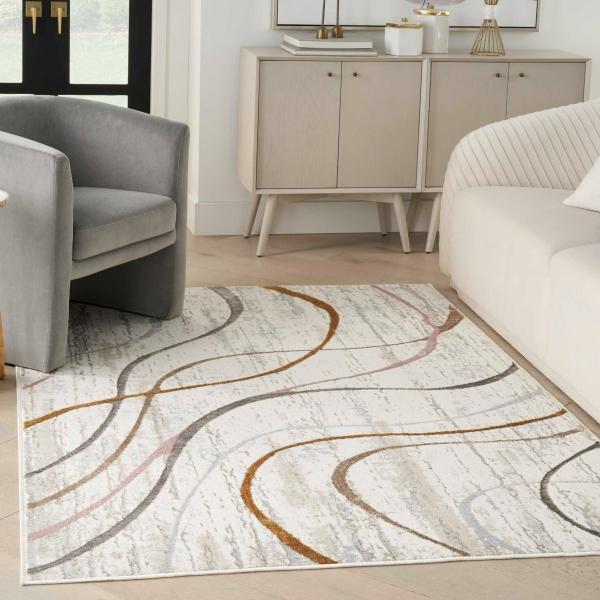 Nourison Abstract Curvy Linear Multicolored Rug GLZ01 Home