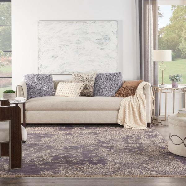 Nourison Aldora Vintage Damask Blue/Grey Rug ALD13 Home