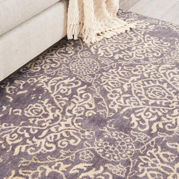Nourison Aldora Vintage Damask Blue/Grey Rug ALD13 Home