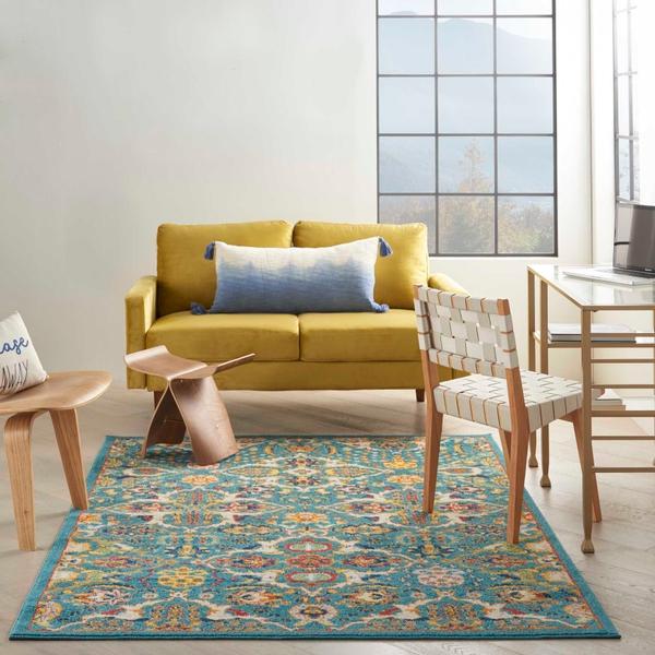 Nourison Allur Boho Floral Turquoise Rug ALR03 Home