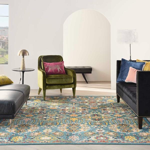 nourison Allur Boho Floral Turquoise Rug ALR03 Home