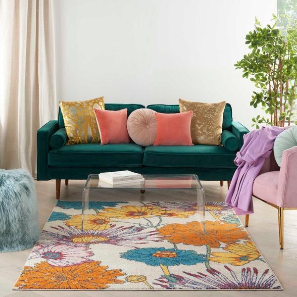 Nourison Allur Contemporary Floral Ivory Rug ALR06 Home