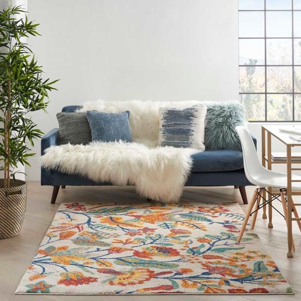 Nourison Allur Contemporary Floral Ivory Rug ALR09 Home