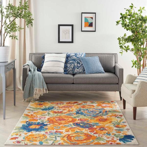 Nourison Allur Contemporary Floral Multicolored Rug ALR07 Home