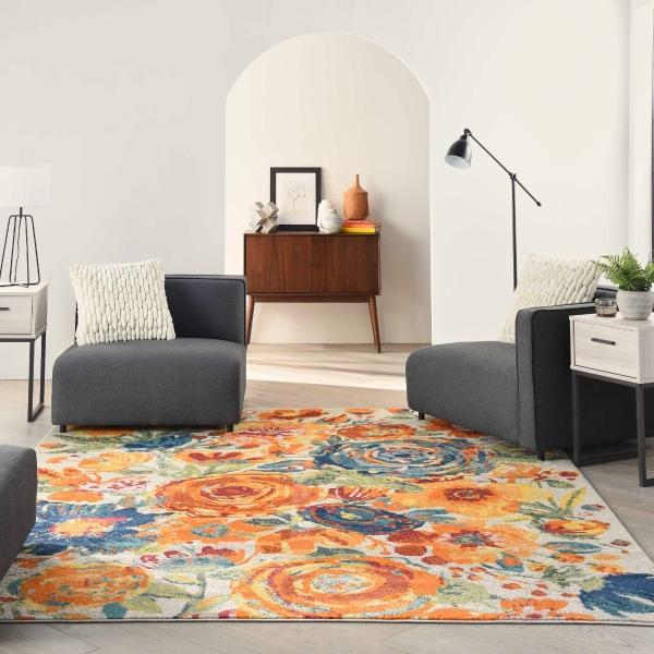 nourison Allur Contemporary Floral Multicolored Rug ALR07 Home