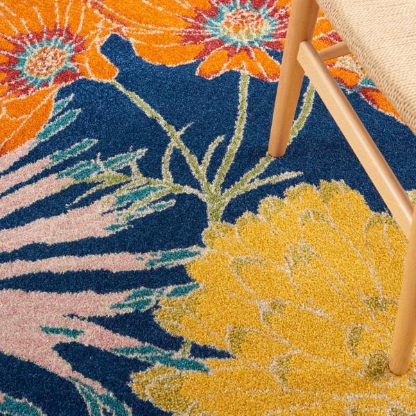 Nourison Allur Contemporary Floral Navy Rug ALR06 Home