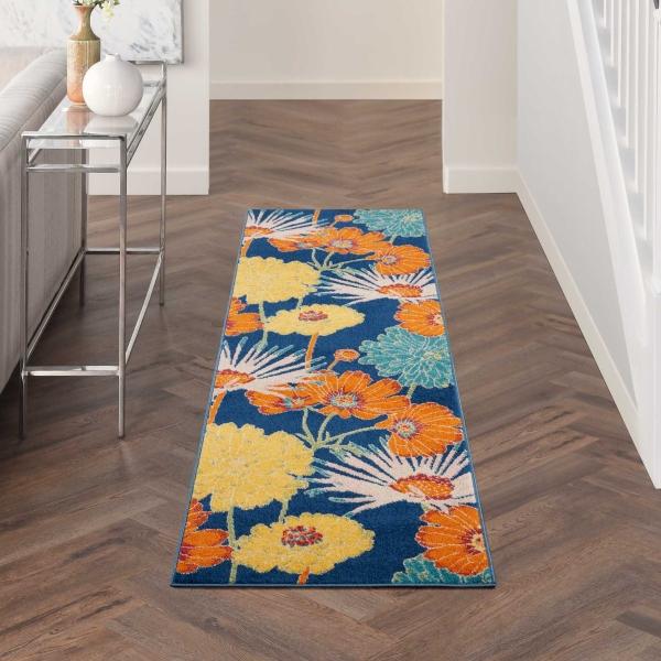 Nourison Allur Contemporary Floral Navy Rug ALR06 Home