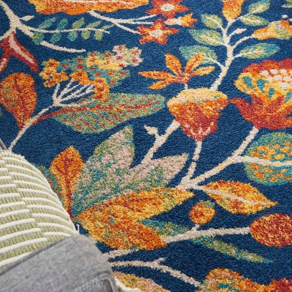 Nourison Allur Contemporary Floral Navy Rug ALR09 Home