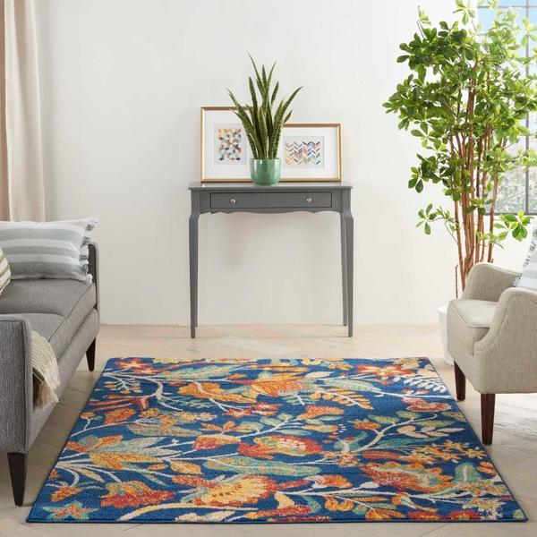 Nourison Allur Contemporary Floral Navy Rug ALR09 Home