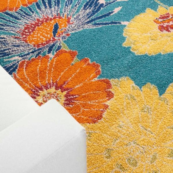 Nourison Allur Contemporary Floral Turquoise Rug ALR06 Home