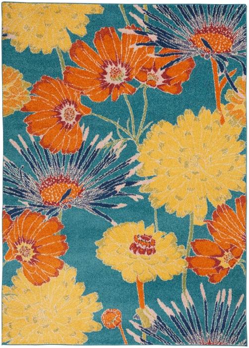 Nourison Allur Contemporary Floral Turquoise Rug ALR06 Home