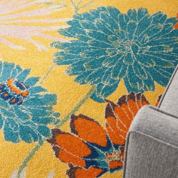 Nourison Allur Contemporary Floral Yellow Rug ALR06 Home