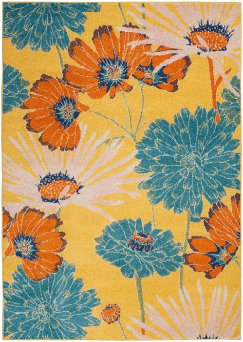 Nourison Allur Contemporary Floral Yellow Rug ALR06 Home