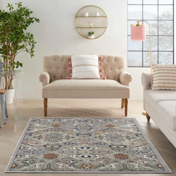 Nourison Allur Grey Indoor Only Persian Rug ALR03 Home