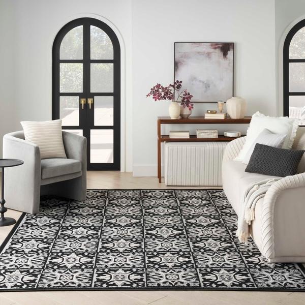 Nourison Aloha Black And White Outdoor Rug ALH34 Home