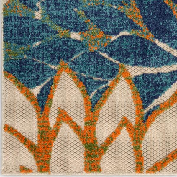nourison Aloha Blue Green Indoor/Outdoor Floral Rug ALH05 Home