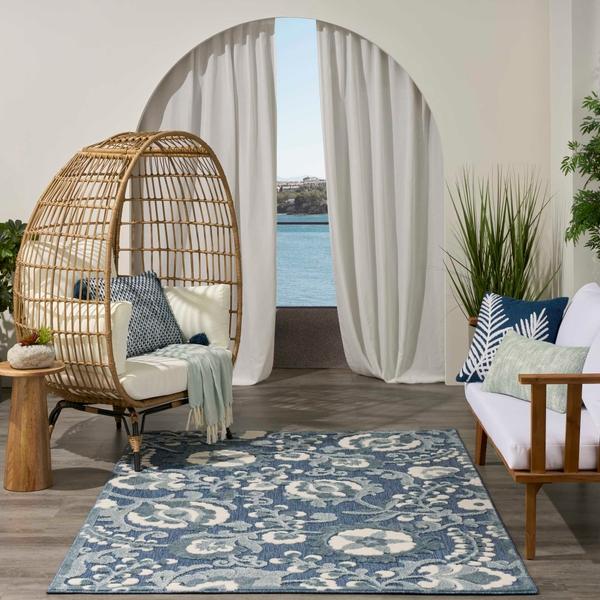 Nourison Aloha Blue Indoor/Outdoor Floral Rug ALH17