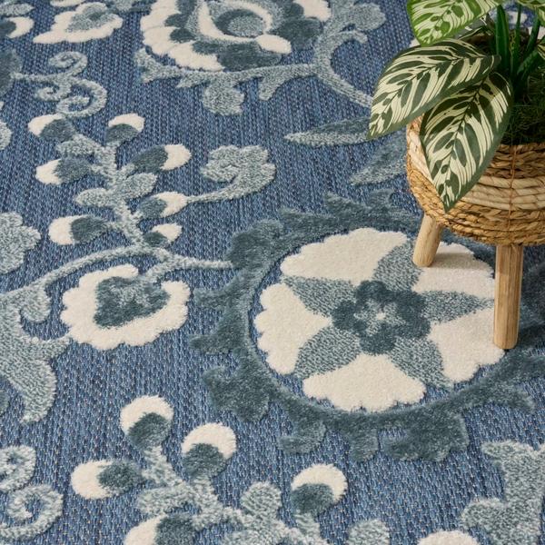 Nourison Aloha Blue Indoor/Outdoor Floral Rug ALH17