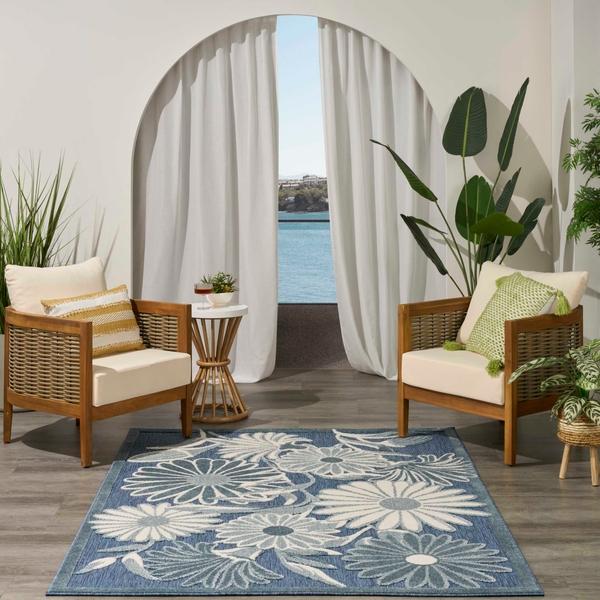 Nourison Aloha Blue Indoor/Outdoor Floral Rug ALH33