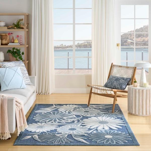 Nourison Aloha Blue Indoor/Outdoor Floral Rug ALH33