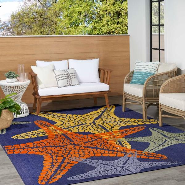 Nourison Aloha Blue Multicolor Indoor/Outdoor Nature Rug ALH28 Home