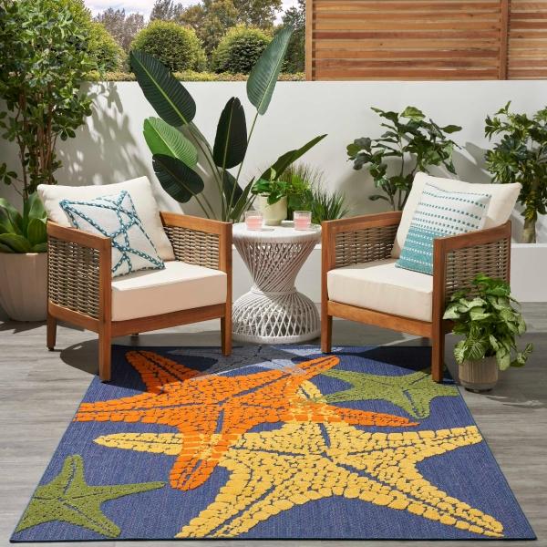 Nourison Aloha Blue Multicolor Indoor/Outdoor Nature Rug ALH28 Home