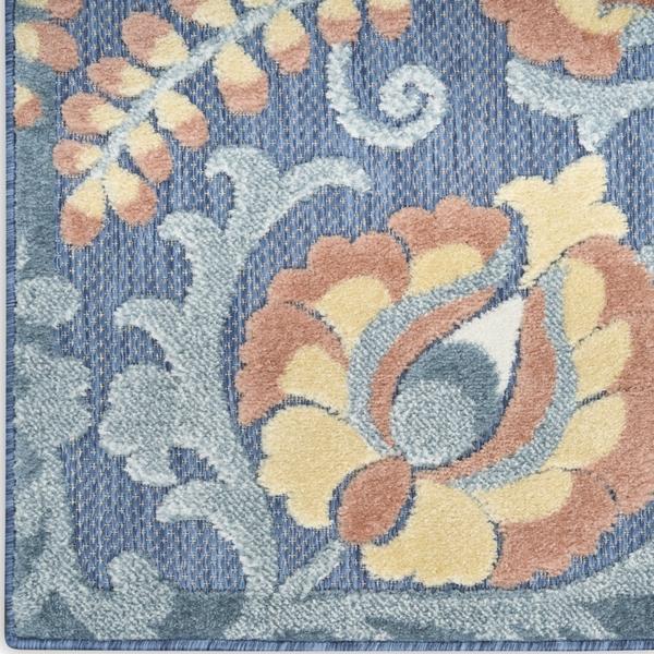 nourison Aloha Blue Rose Indoor/Outdoor Floral Rug ALH17